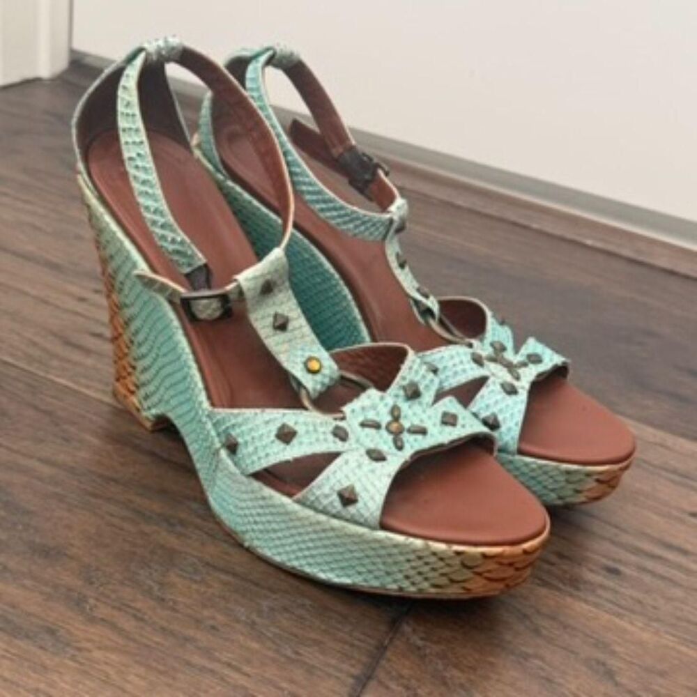 Women's Blue and Green Sandals